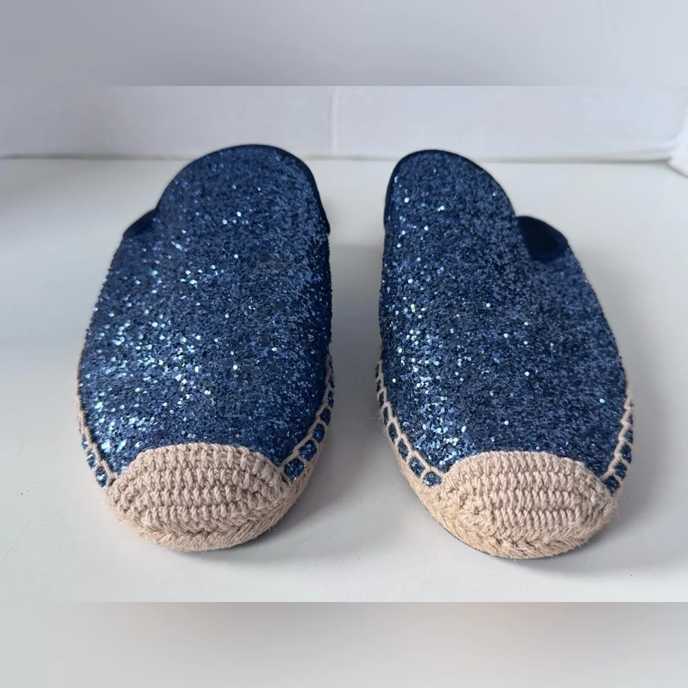 Tory Burch Max Glitter Espadrille Slides Shoes Women’s Size 8